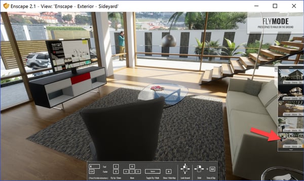 Click a preview to transport that location in the model