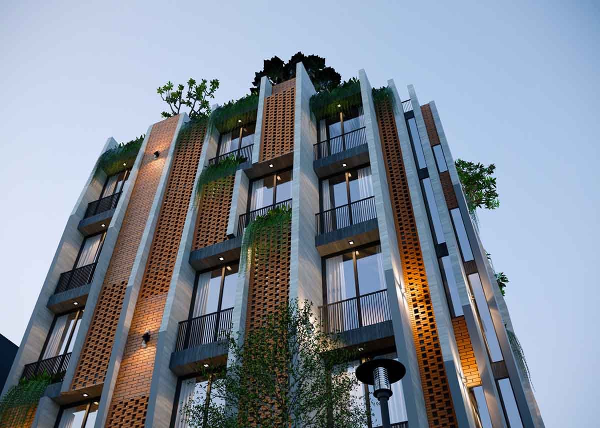 Close up of modern building