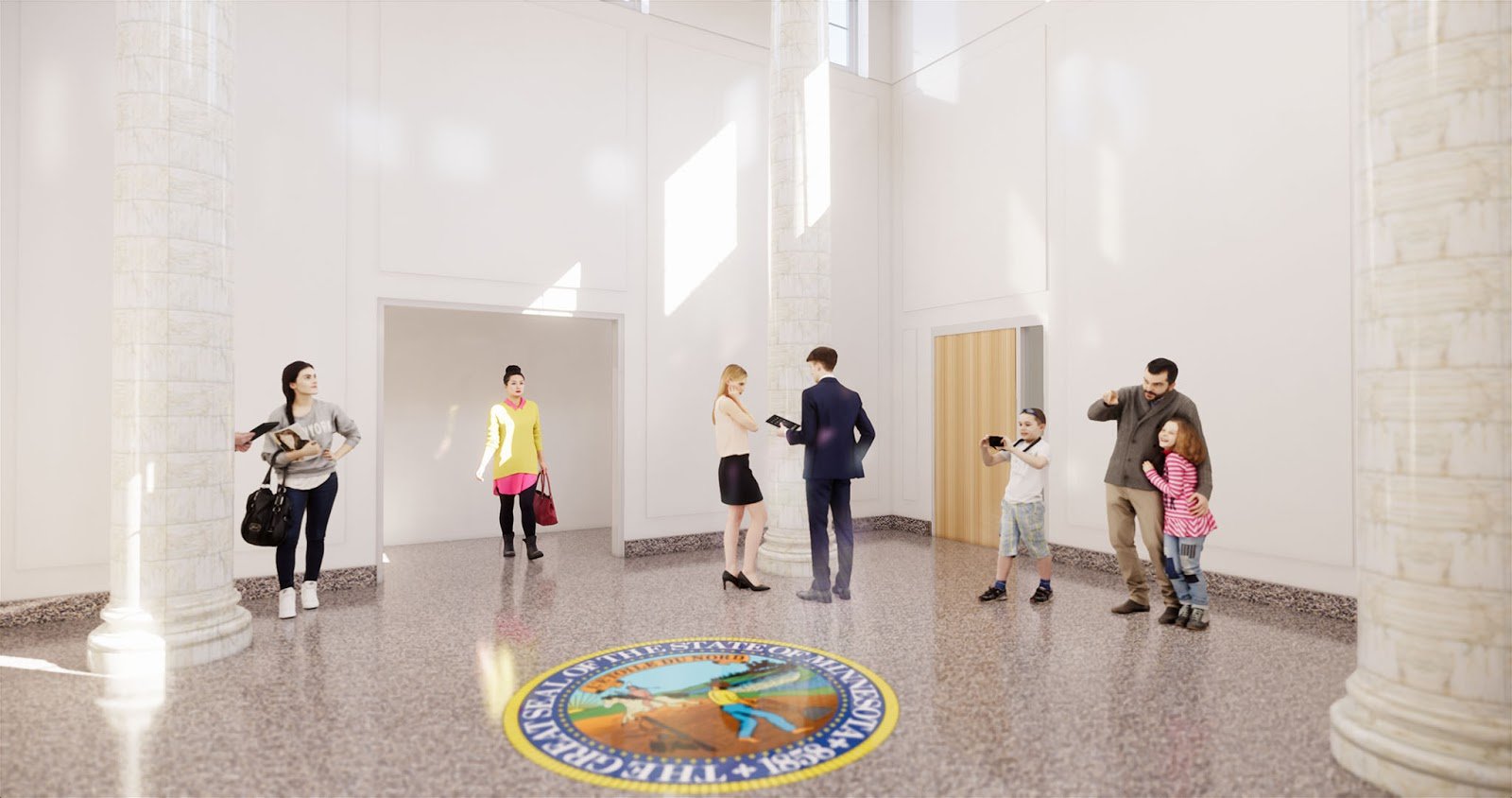 Courthouse foyer: Good representation of the bottom half of the space
