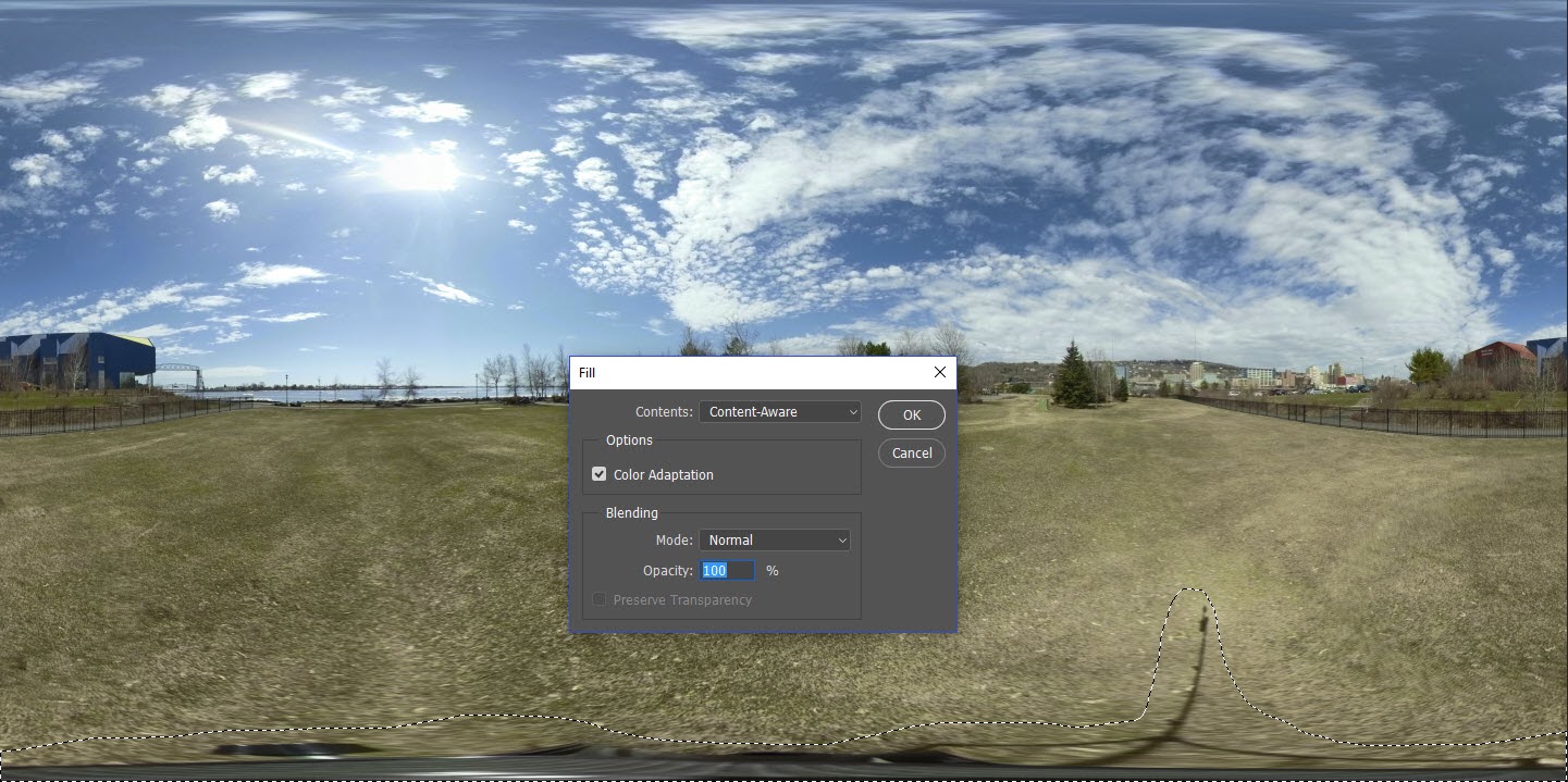 Laso Select Tripod and Shadow; Use Content-Aware Delete