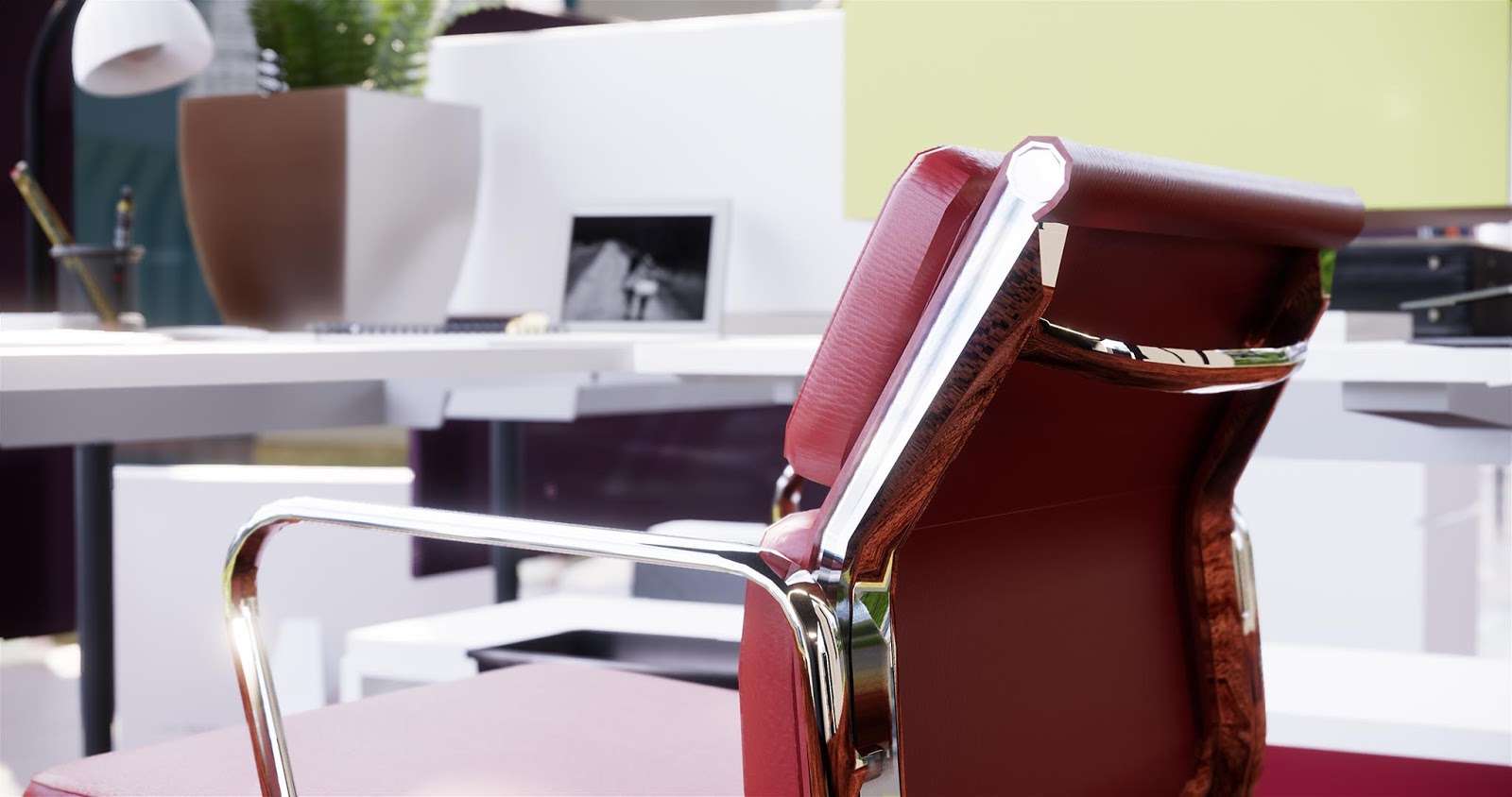 Notice the high quality reflections on the chair