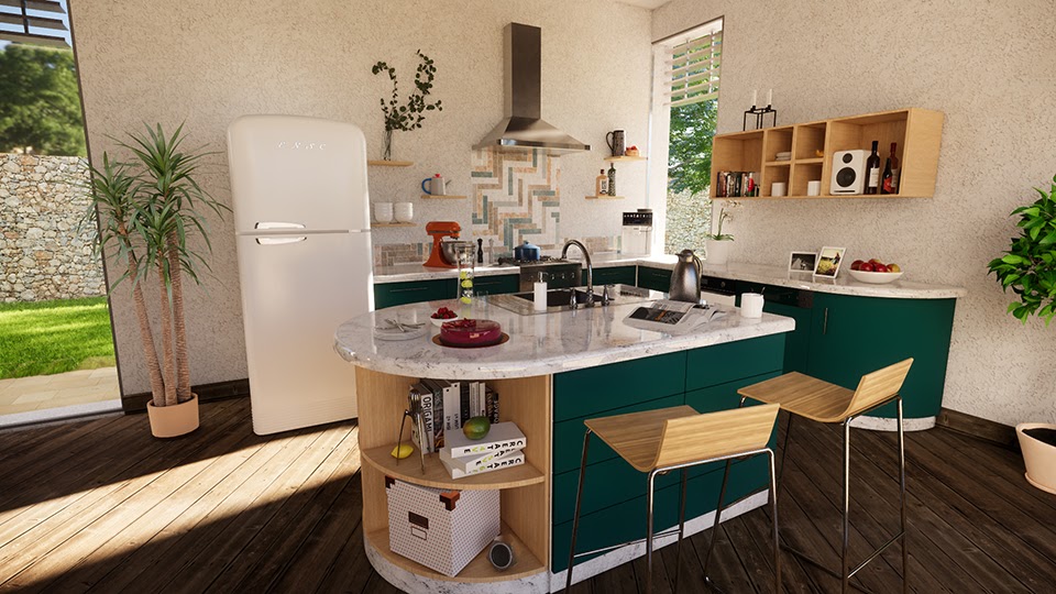 A modern kitchen with lots of eye-catching details