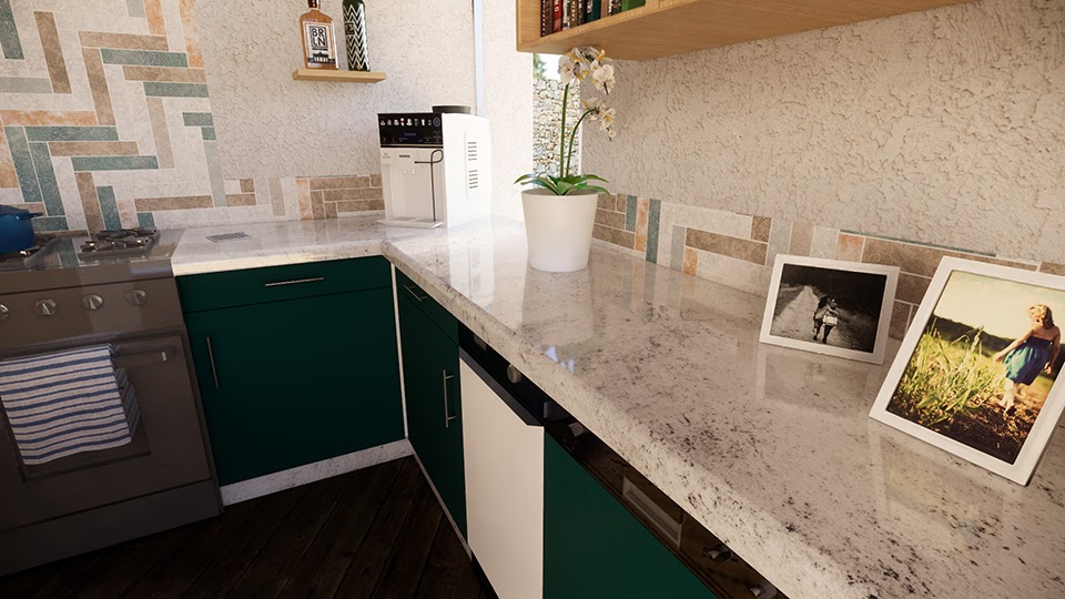 The same marble material with a lower roughness value